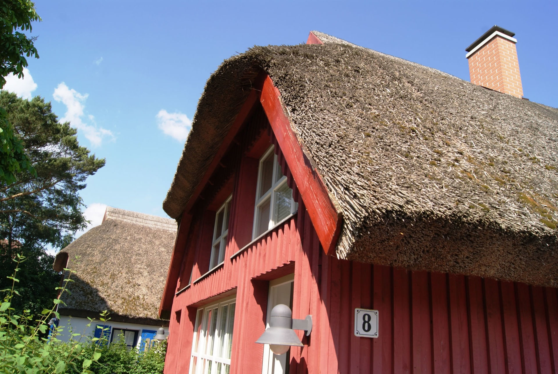 Thatched-roof houses and colorful doors